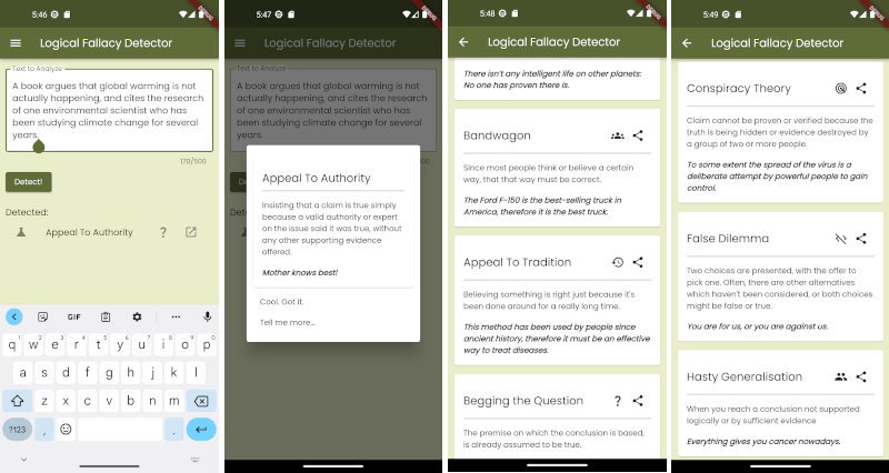 Logical Fallacy Detector Screenshots